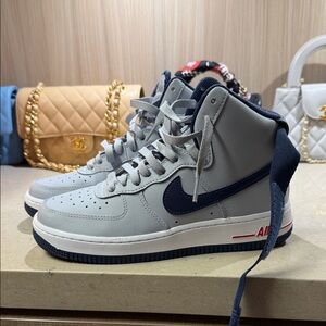 Nike Gray and Navy High-Top Sneakers